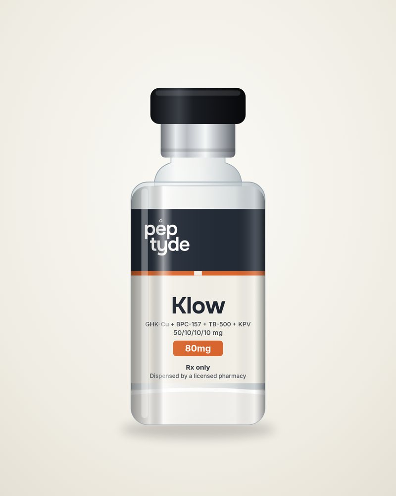 Digital render of a Peptyde Klow 80 mg vial