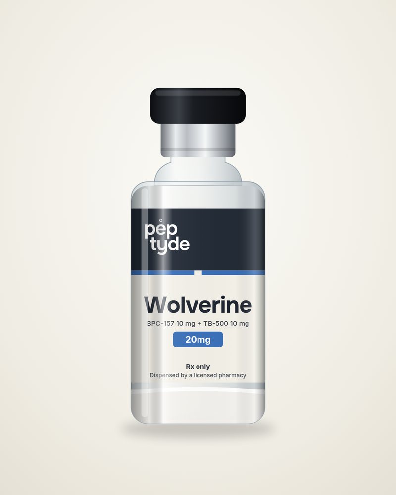 Digital render of a Peptyde Wolverine 20 mg vial